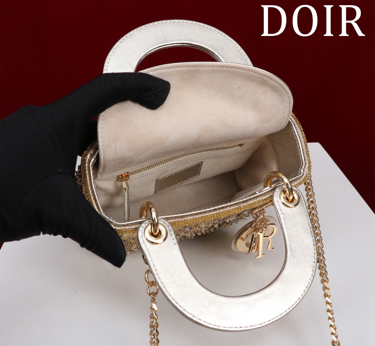 Micro Lady dior Embroidered Pearl Decoration, Calfskin and Satin - image 7