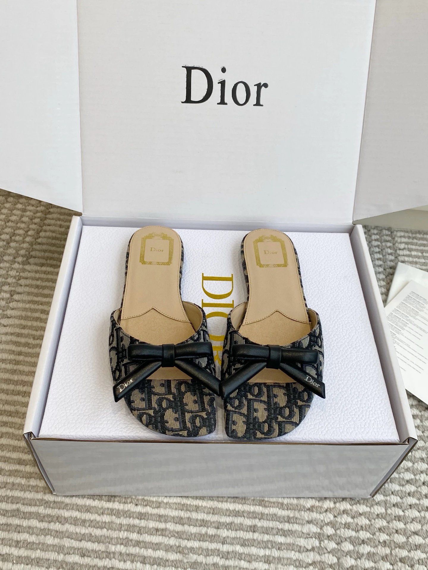 DIOR Bow Slide Deep Blue Dior Oblique Embroidered Cotton - image 2