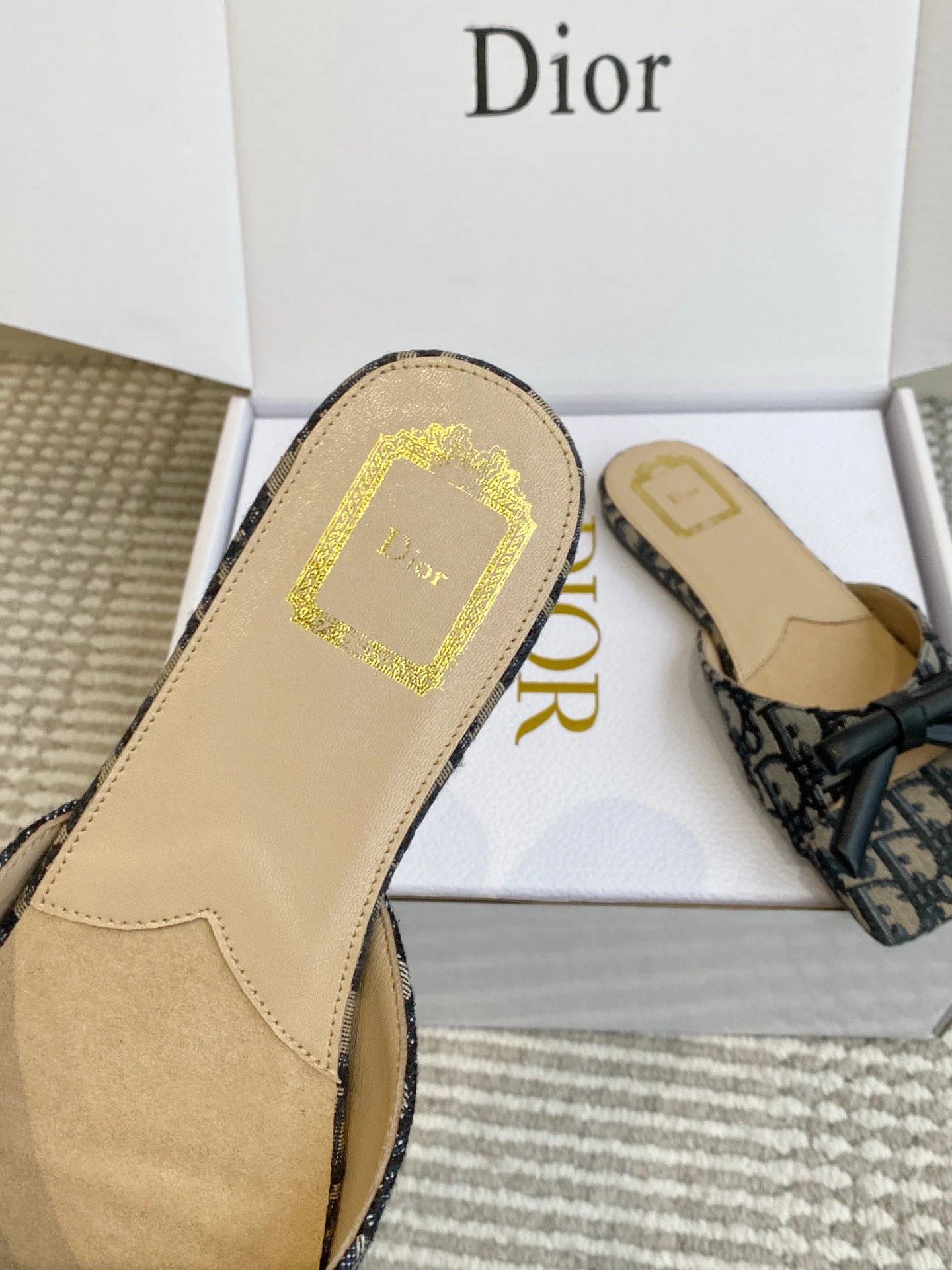 DIOR Bow Slide Deep Blue Dior Oblique Embroidered Cotton - image 6