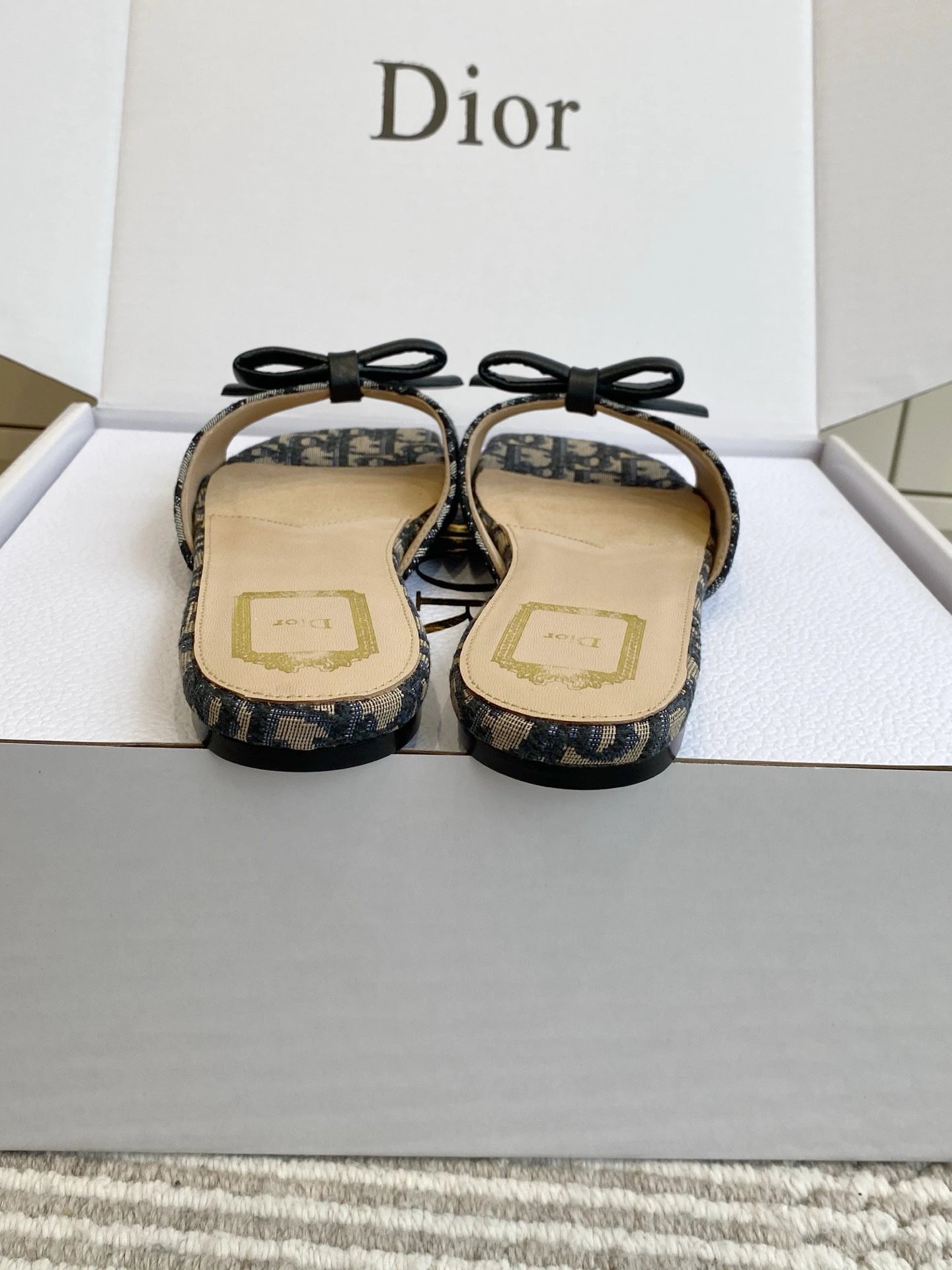 DIOR Bow Slide Deep Blue Dior Oblique Embroidered Cotton - image 5