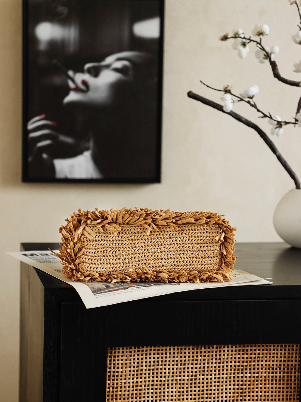CHANEL MINI Fringe Kelly Dark Beige Raffia Wood - image 5