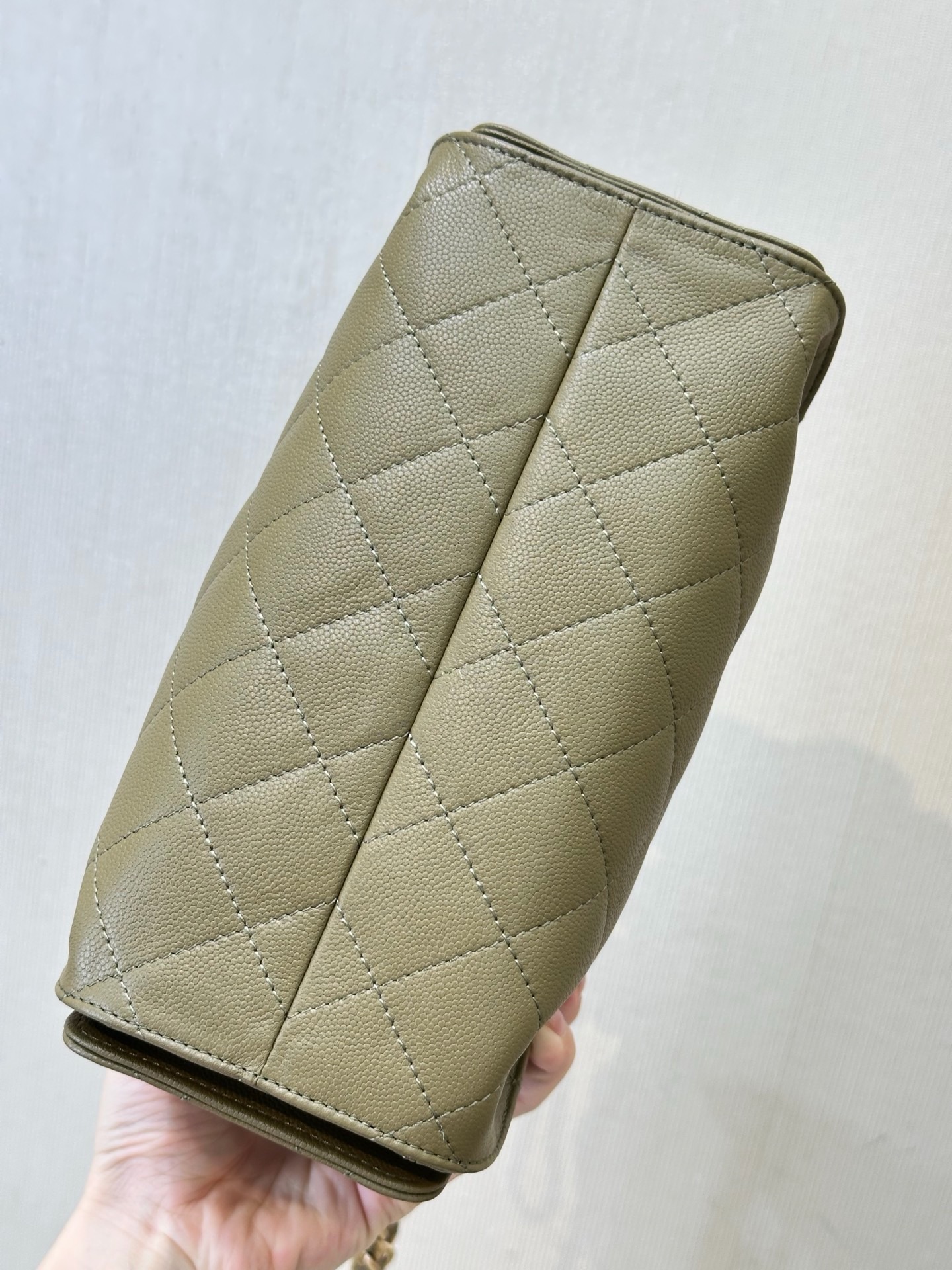 CHANEL 25 Handbag MINI Khaki Calfskin Gold Hardware - image 5