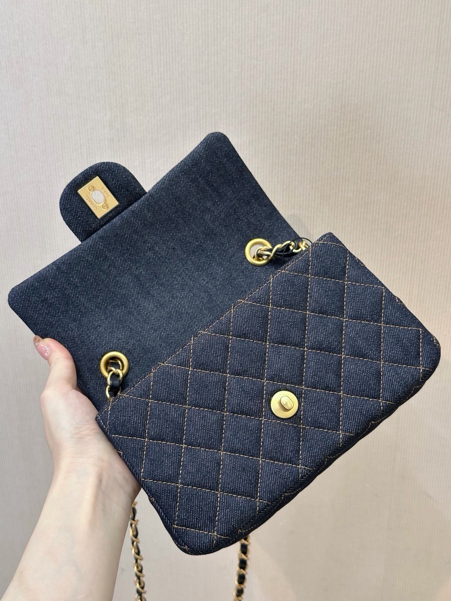 CHANEL MINI CLASSIC HANDBAG Denim Dark Blue - image 6