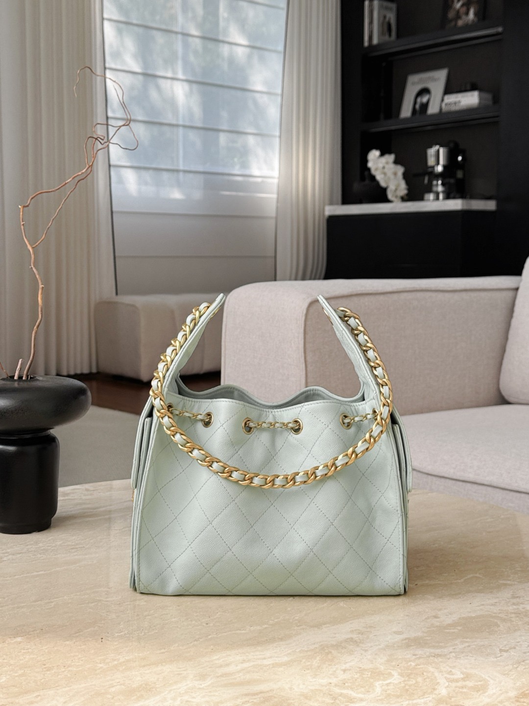 CHANEL 25A Hobo Bag Caviar leather In Mint Green - image 4
