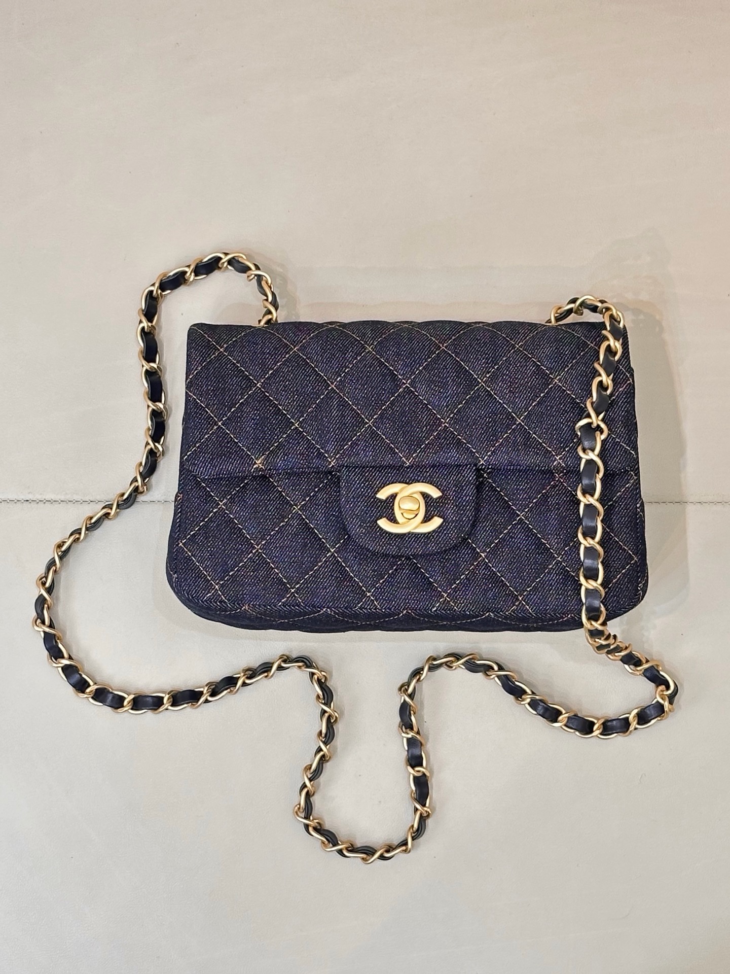 CHANEL MINI CLASSIC HANDBAG Denim Dark Blue - image 2