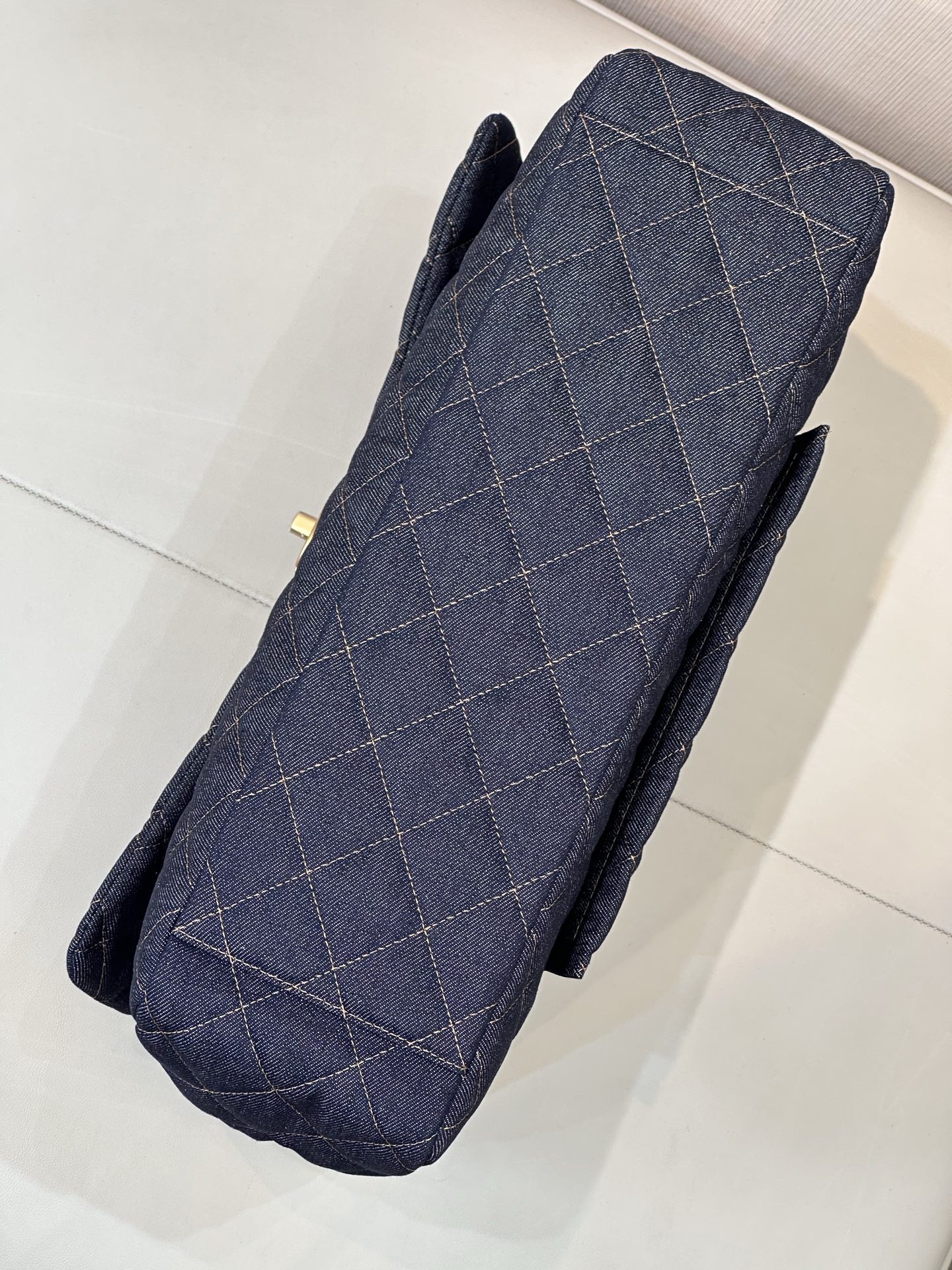 CHANEL MAXI FLAP BAG Denim Dark Blue and Orange - image 5