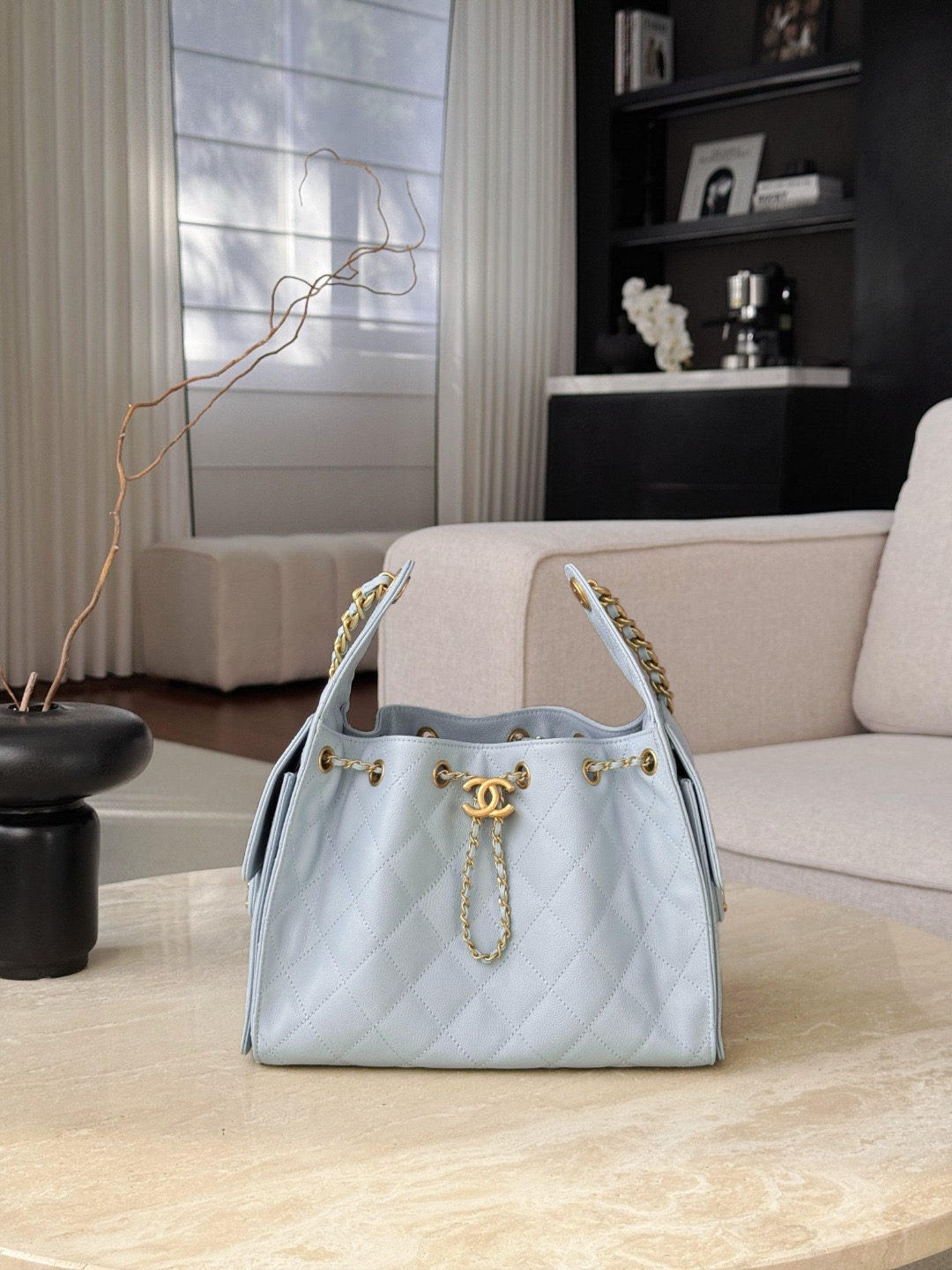 CHANEL 25A Hobo Bag Caviar leather In Light Blue - image 2