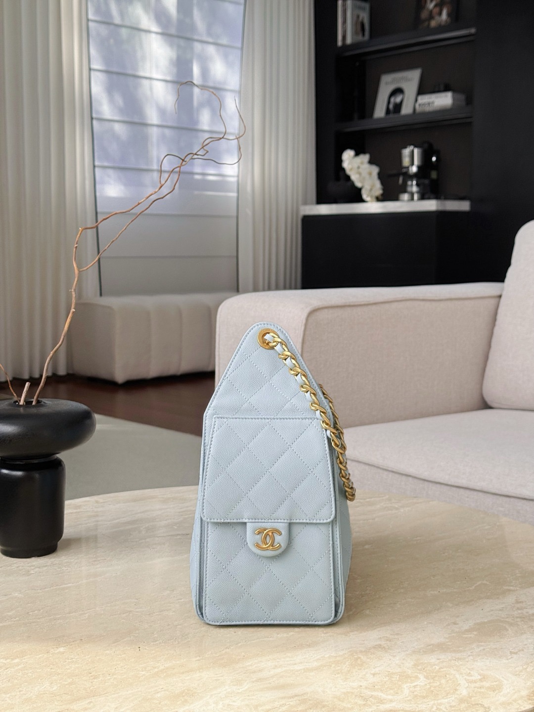 CHANEL 25A Hobo Bag Caviar leather In Light Blue - image 4