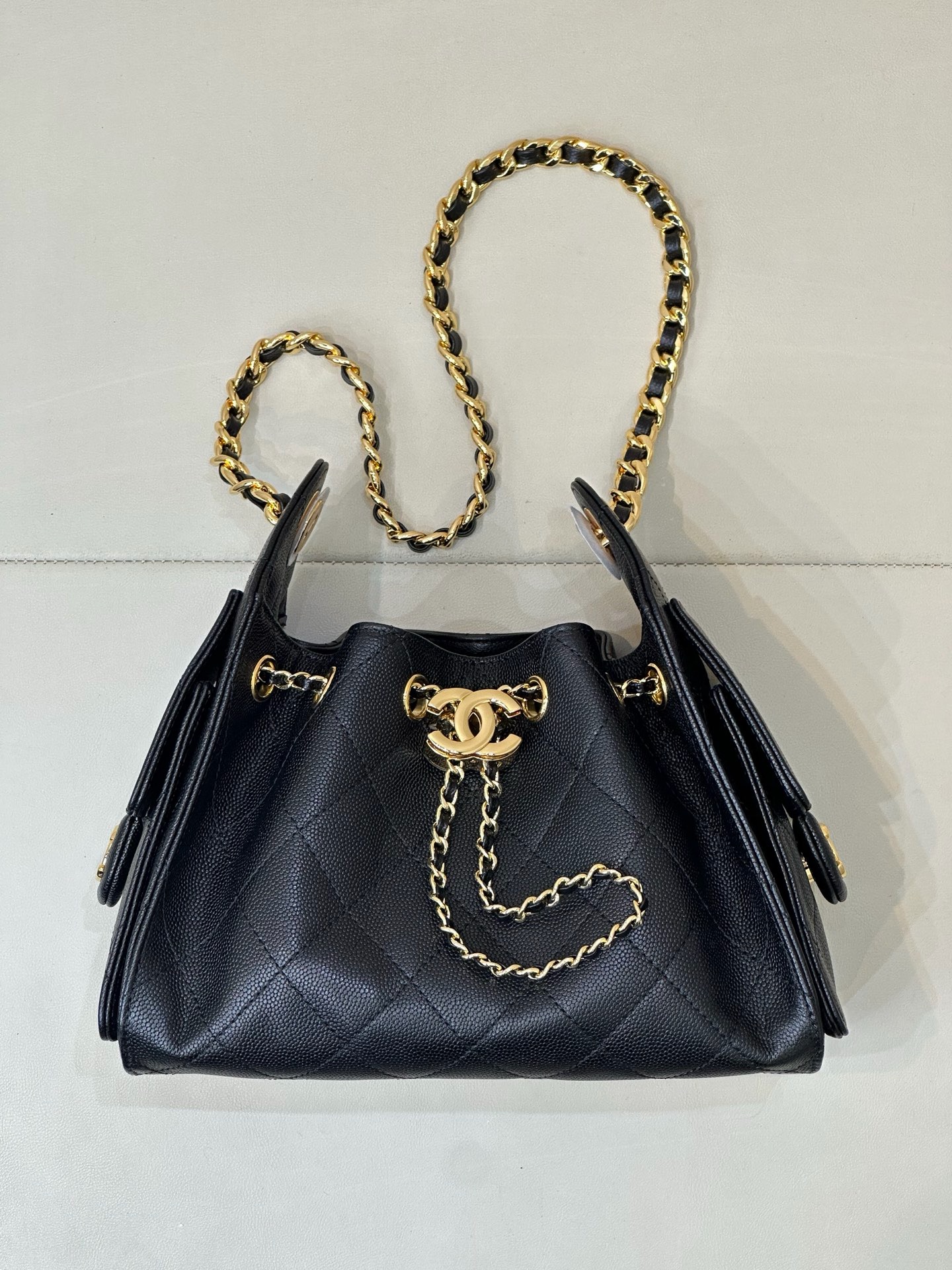 CHANEL 25 Mini Handbag Grained Calfskin Light Gold Hardware - image 2