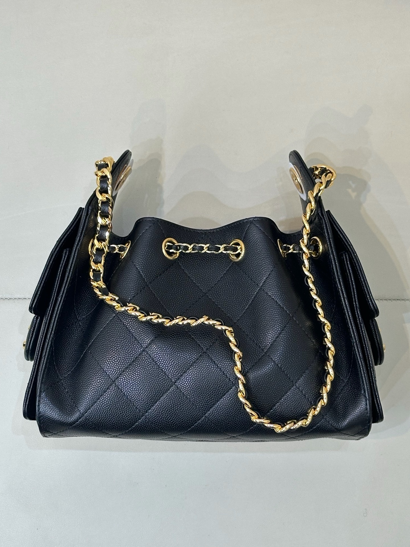 CHANEL 25 Mini Handbag Grained Calfskin Light Gold Hardware - image 3