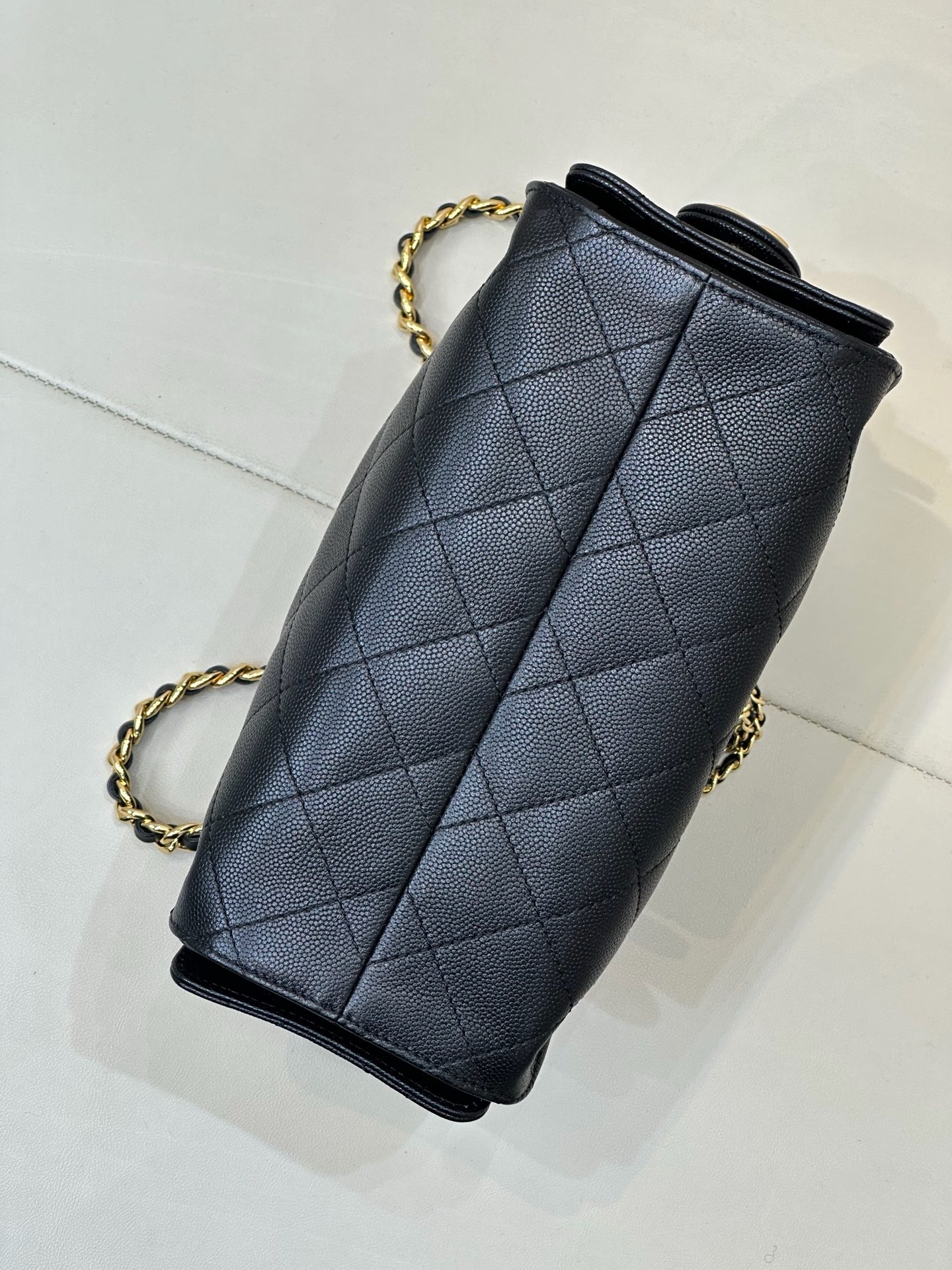 CHANEL 25 Mini Handbag Grained Calfskin Light Gold Hardware - image 5
