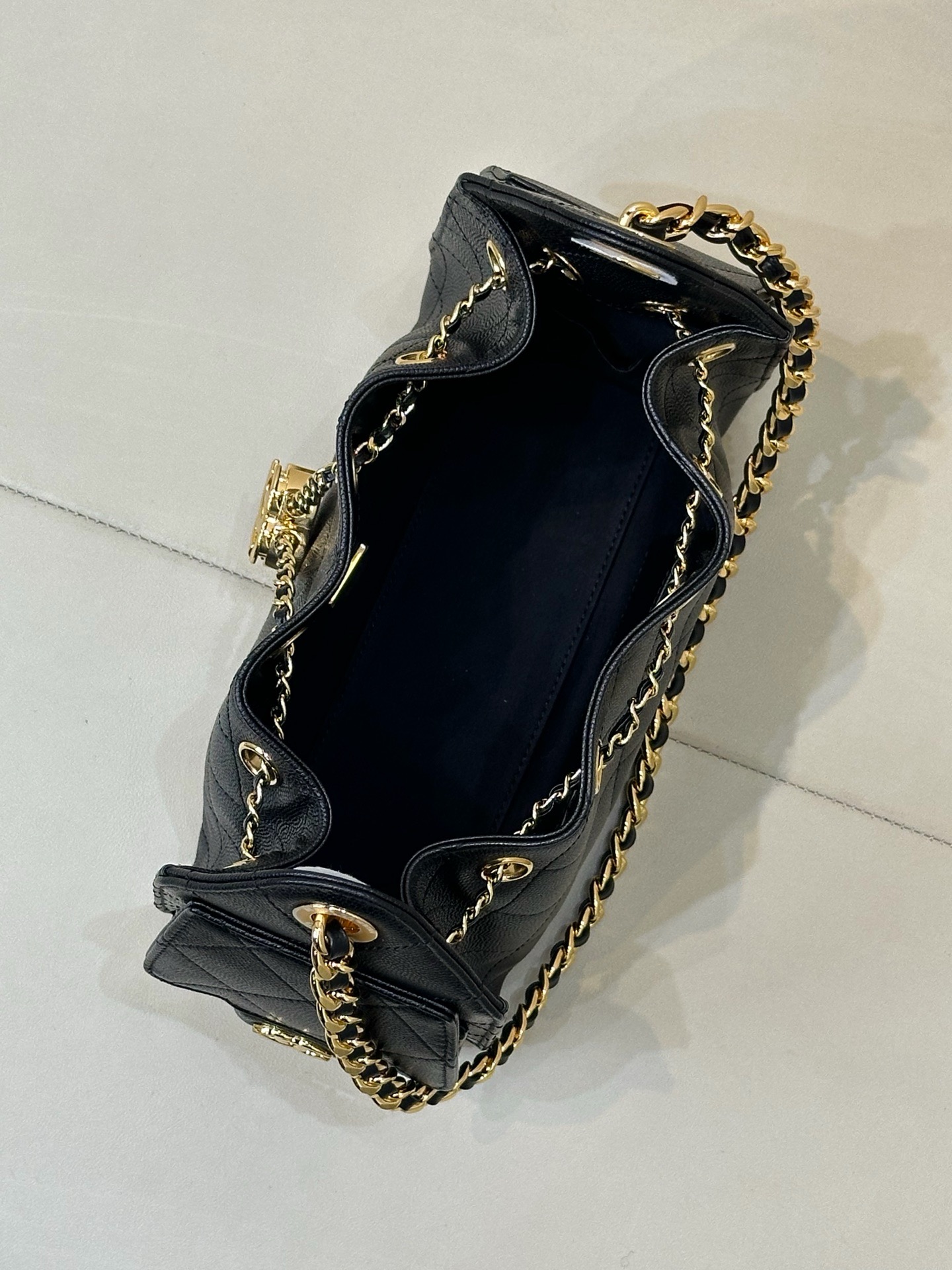 CHANEL 25 Mini Handbag Grained Calfskin Light Gold Hardware - image 6