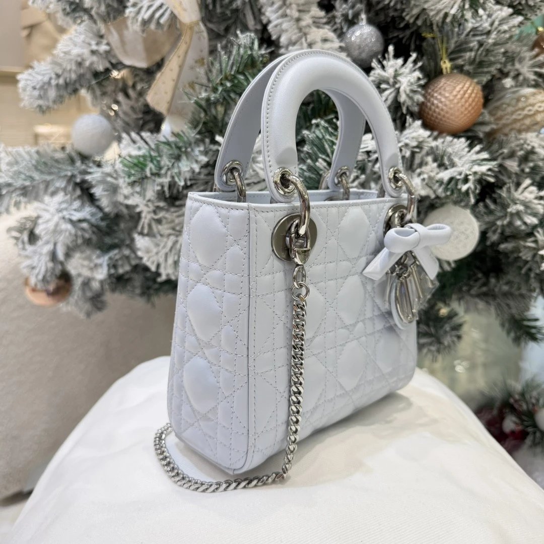 Mini Lady Dior Bag with Chain Two-Tone Blue Cannage Lambskin - image 4