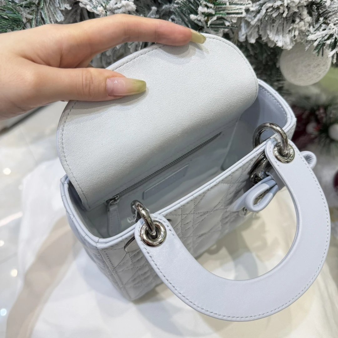 Mini Lady Dior Bag with Chain Two-Tone Blue Cannage Lambskin - image 7