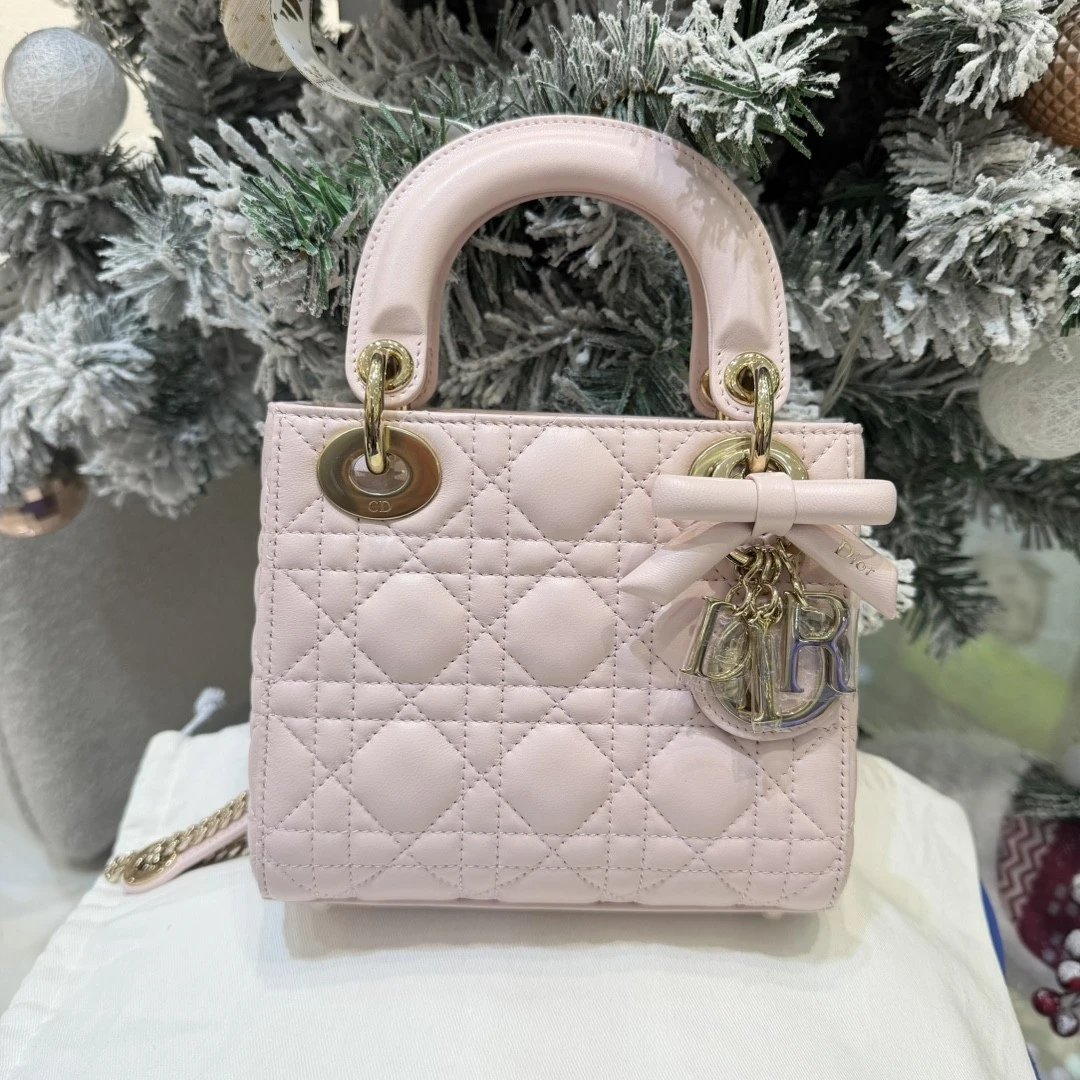 Mini Lady Dior Bag with Chain Pink Cannage Lambskin - image 2