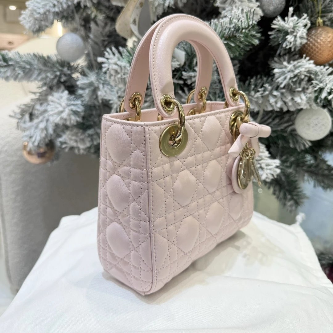 Mini Lady Dior Bag with Chain Pink Cannage Lambskin - image 4