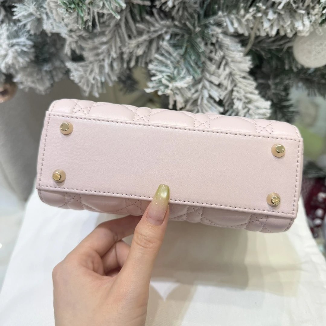 Mini Lady Dior Bag with Chain Pink Cannage Lambskin - image 5