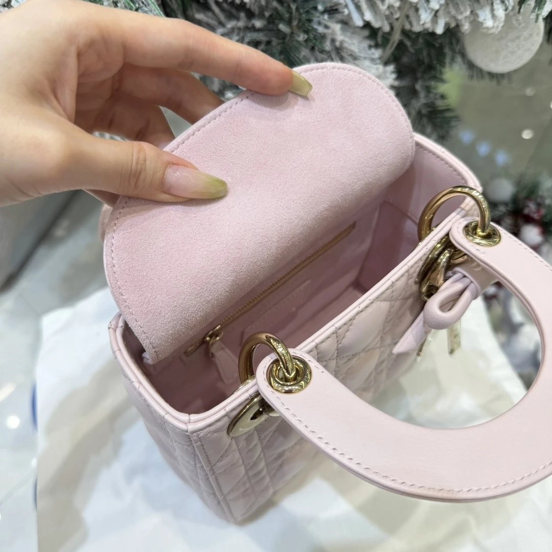 Mini Lady Dior Bag with Chain Pink Cannage Lambskin - image 6