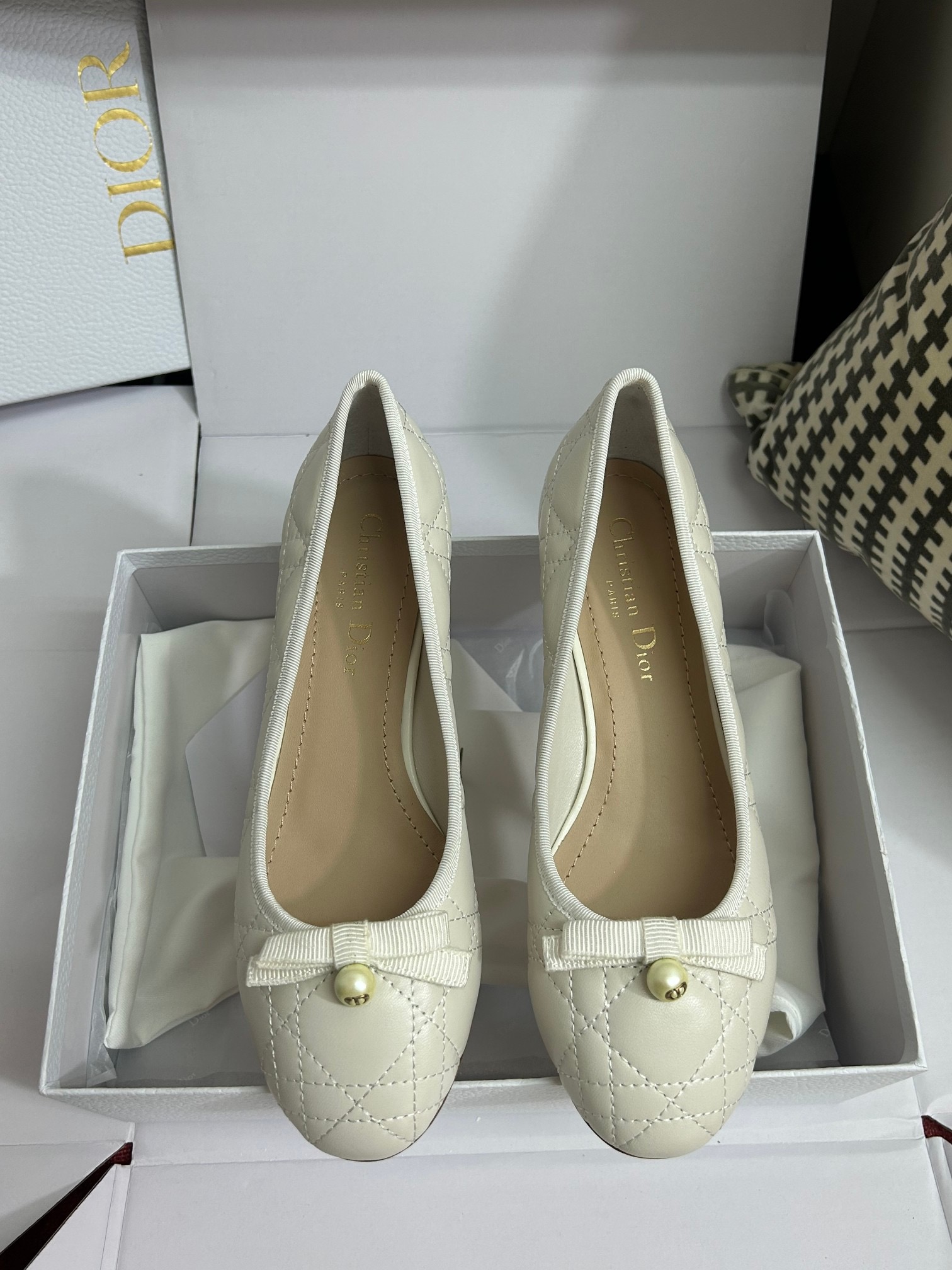 DIOR Ballet Flat Latte Quilted Cannage Calfskin - image 2