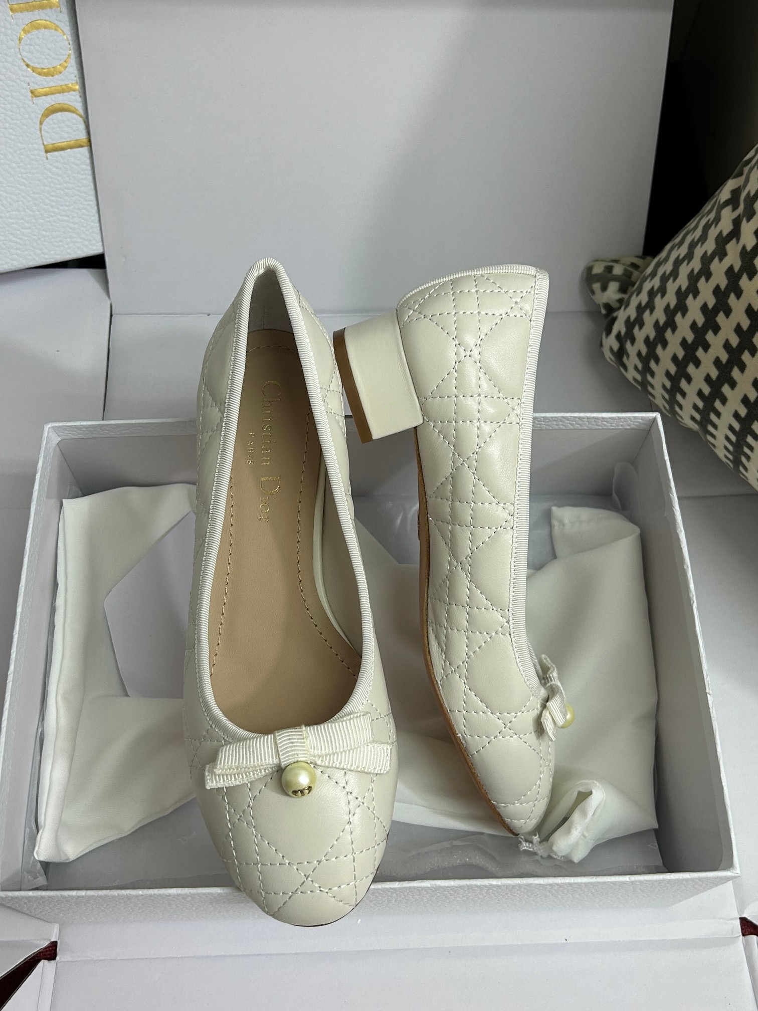 DIOR Ballet Flat Latte Quilted Cannage Calfskin - image 3