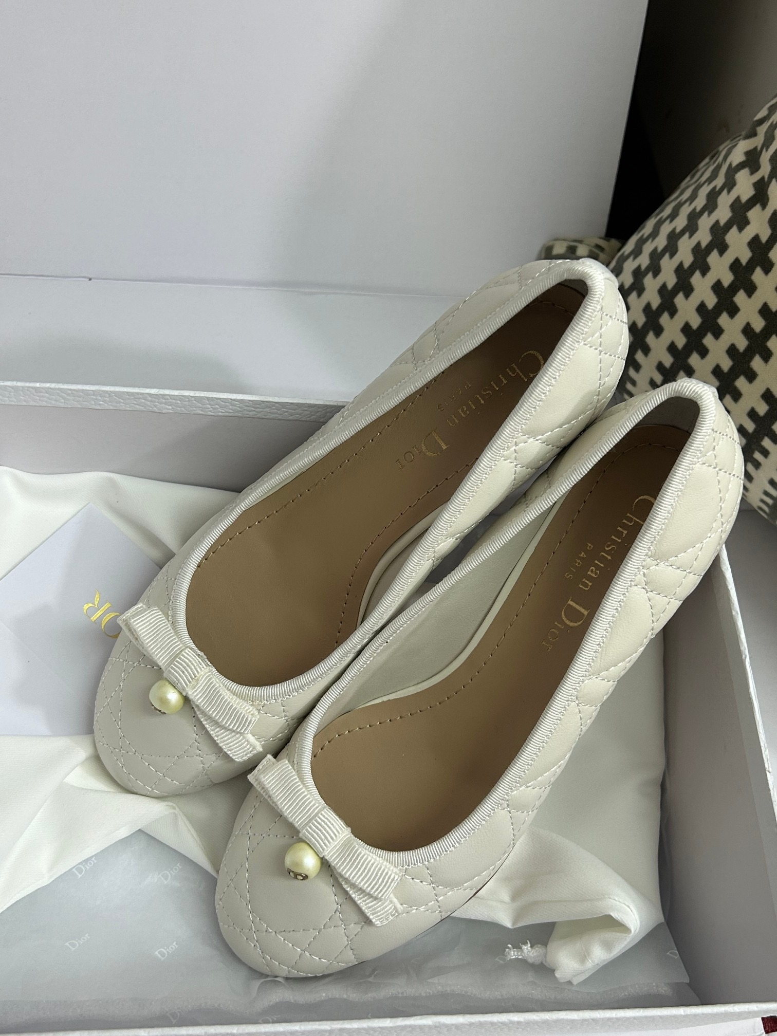 DIOR Ballet Flat Latte Quilted Cannage Calfskin - image 6