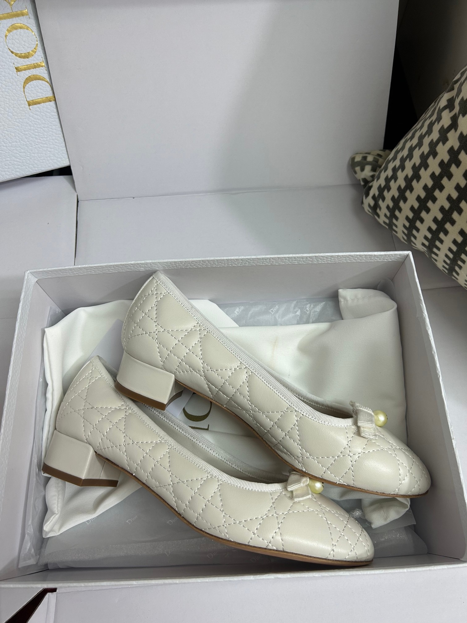 DIOR Ballet Flat Latte Quilted Cannage Calfskin - image 4