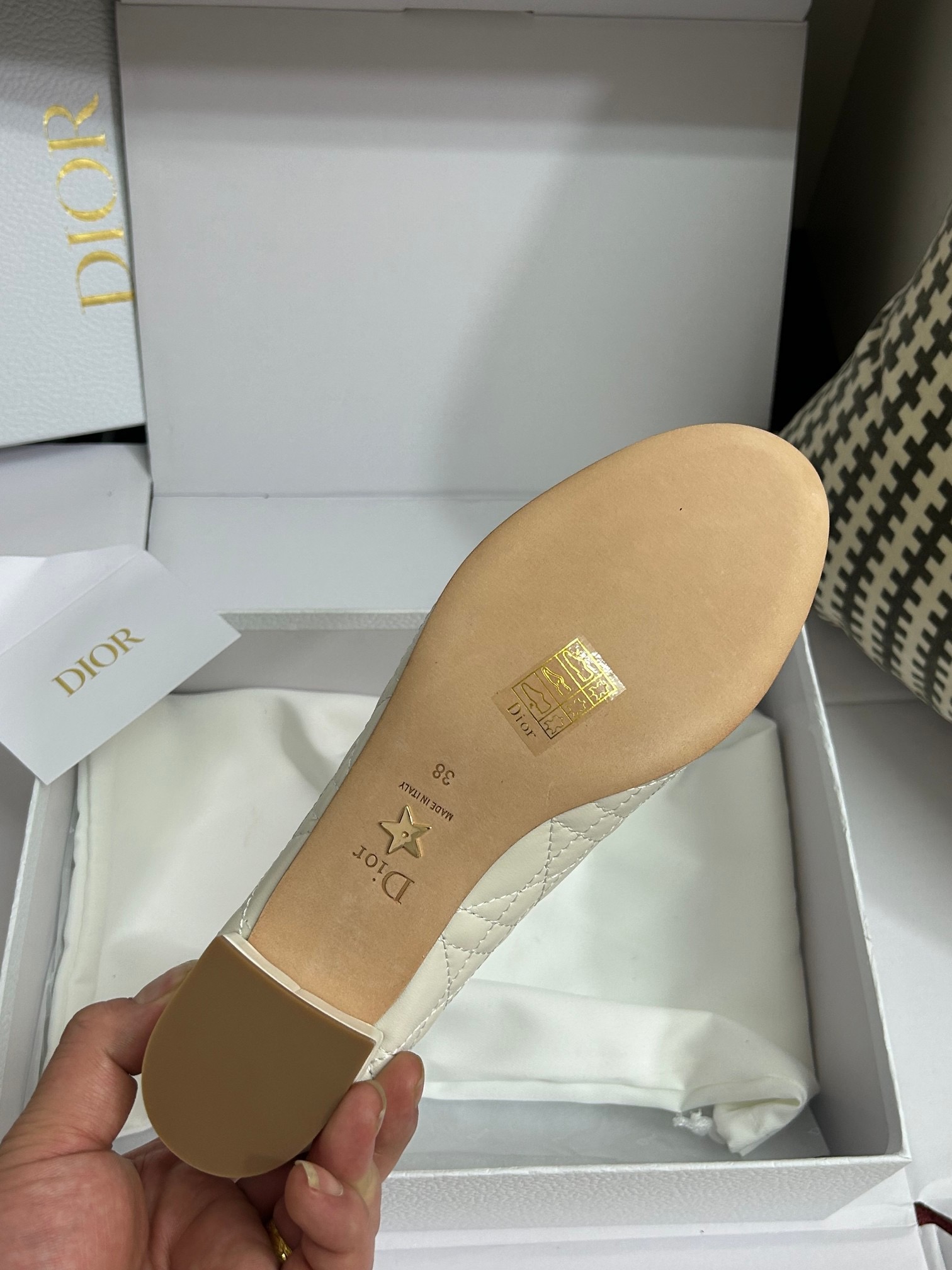 DIOR Ballet Flat Latte Quilted Cannage Calfskin - image 7