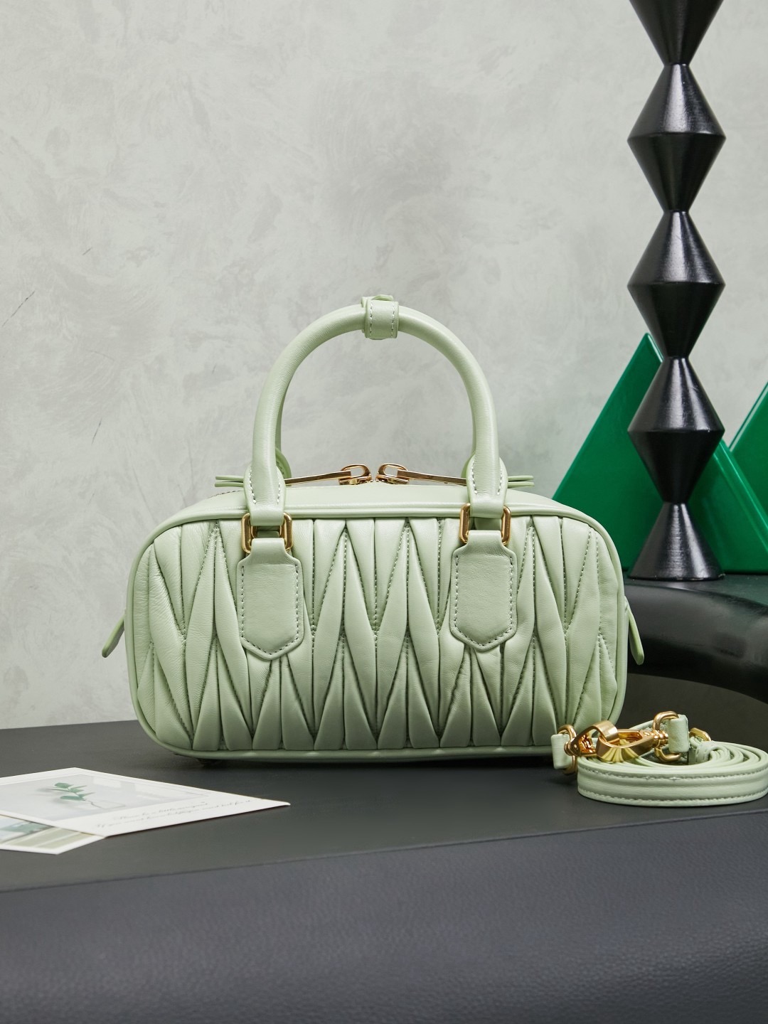MIUMIU Arcadie matelassé nappa leather bag Mint Green - image 3