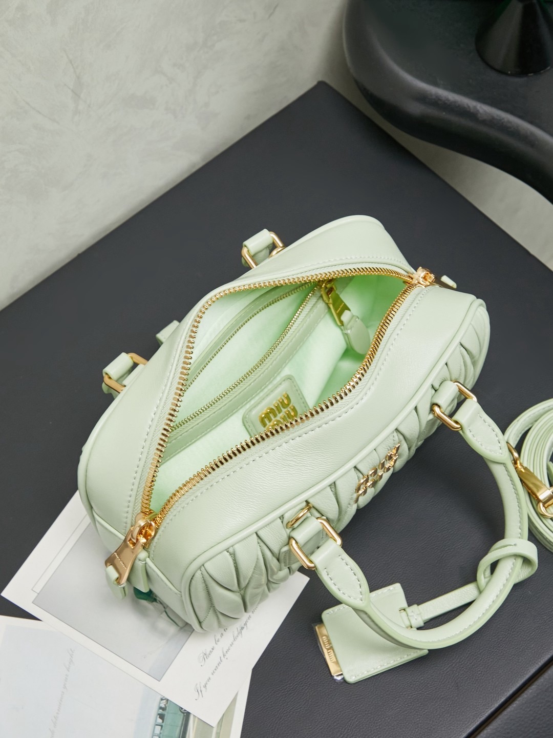 MIUMIU Arcadie matelassé nappa leather bag Mint Green - image 6