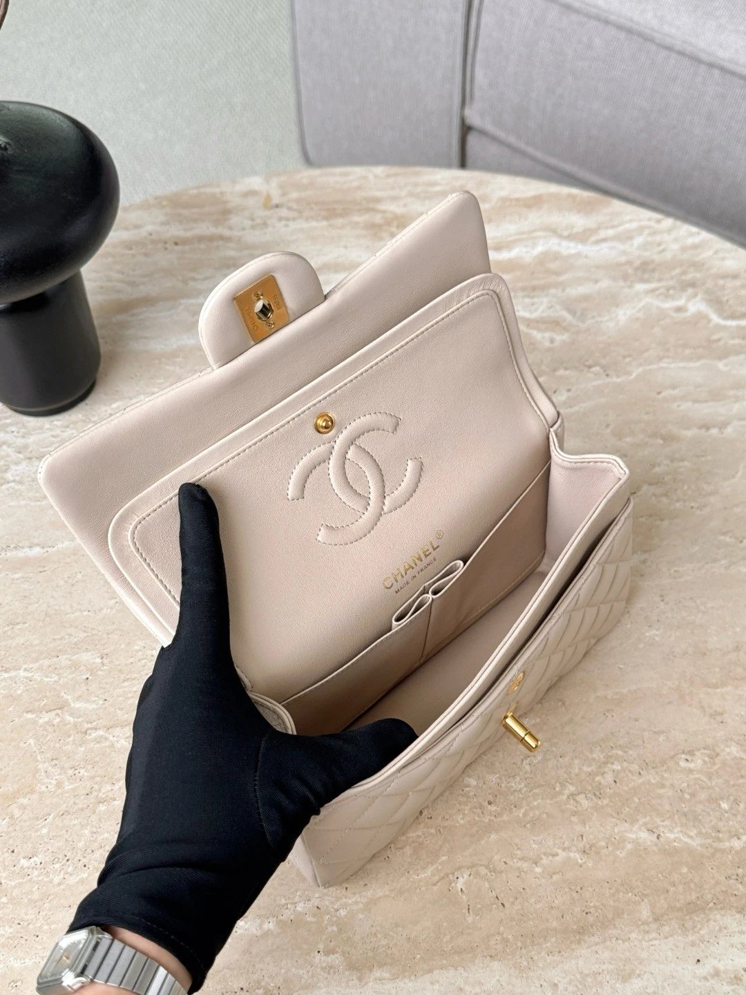 CHANEL Small Classic Flag Bag Lambskin Leather - image 6