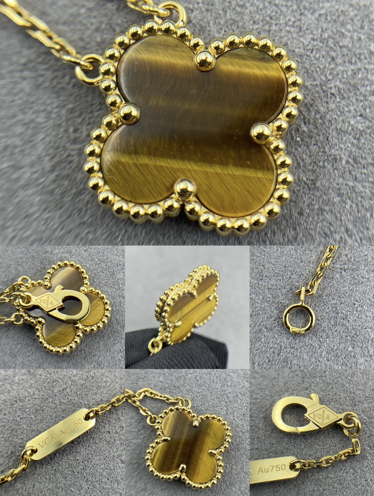 VCA Vintage Alhambra pendant- Tiger Eye - image 9