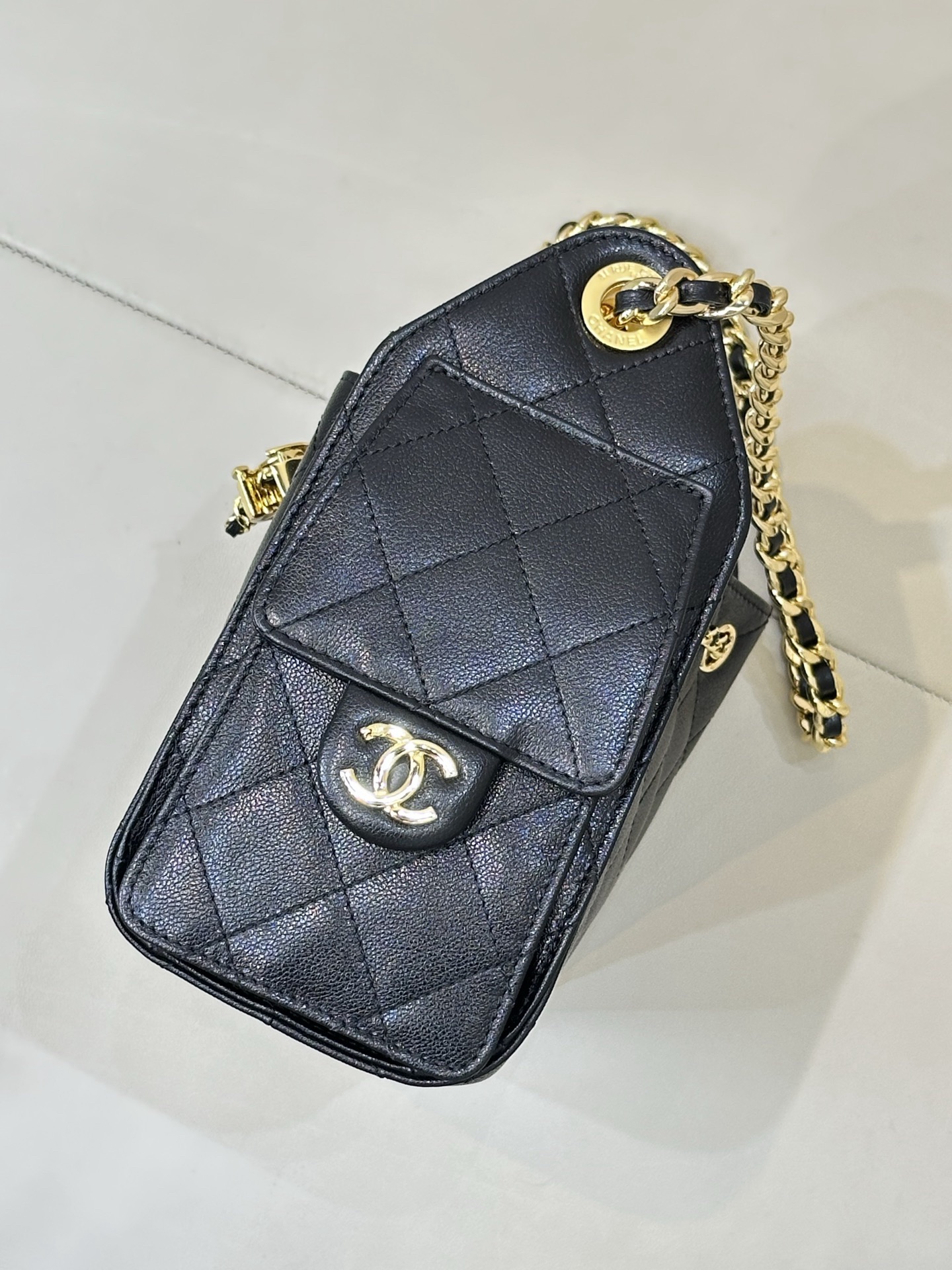 CHANEL 25 Mini Handbag Grained Calfskin Light Gold Hardware - image 4