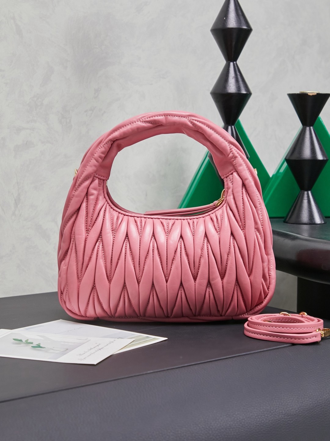 MiuMiu Wander matelassé nappa leather hobo bag - image 3