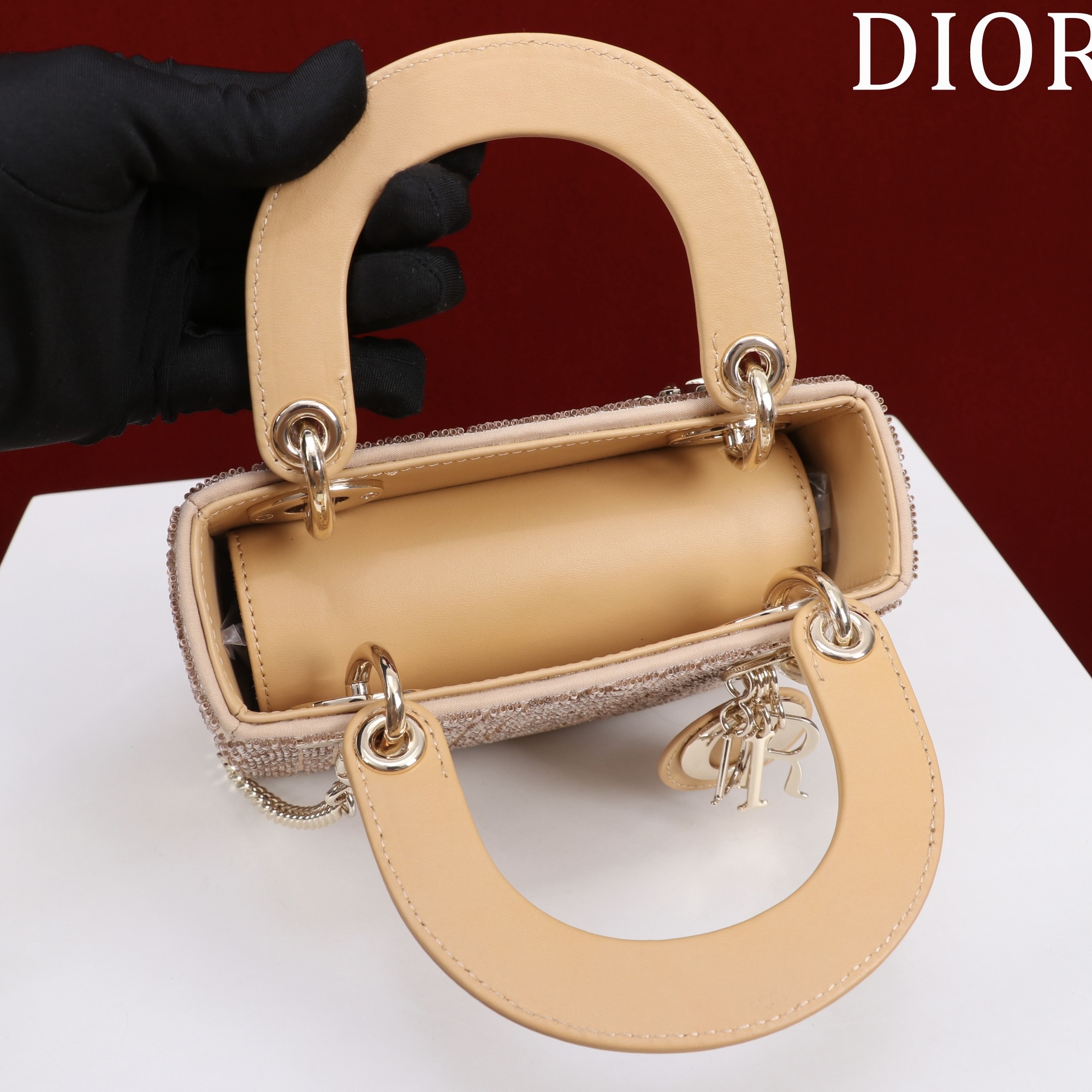 MIni Lady Dior Cotton fabric with bead embroidery - image 6
