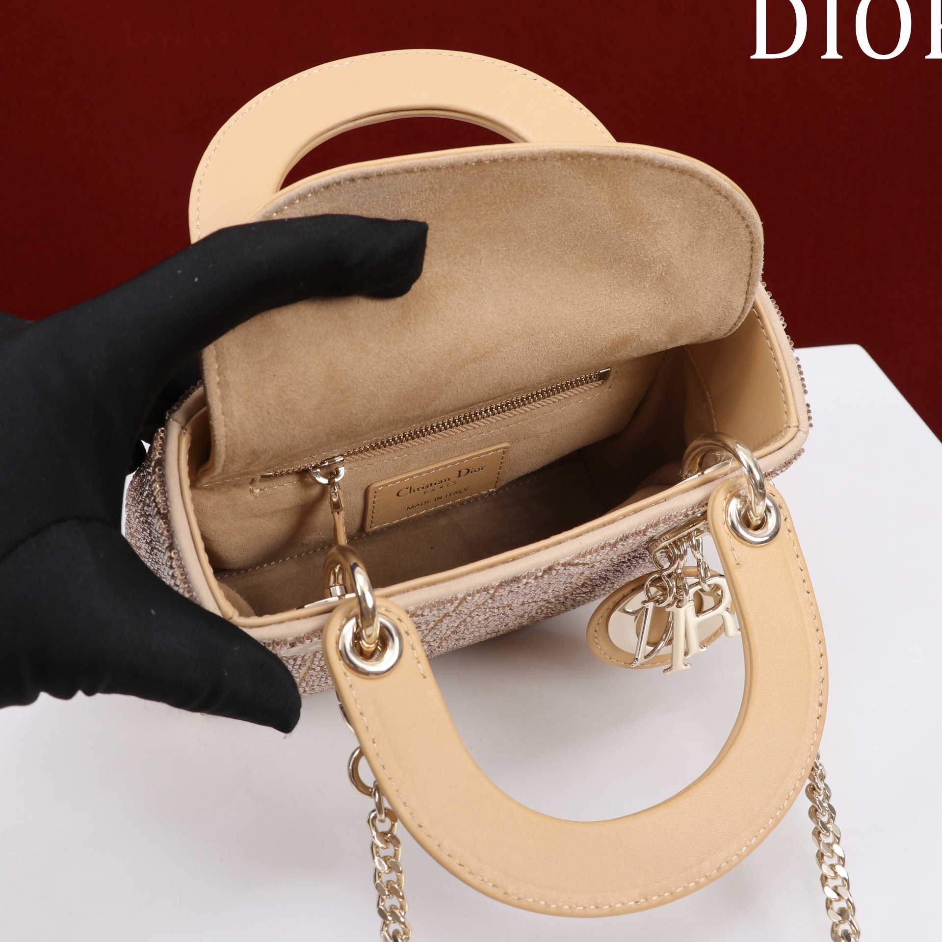 MIni Lady Dior Cotton fabric with bead embroidery - image 7