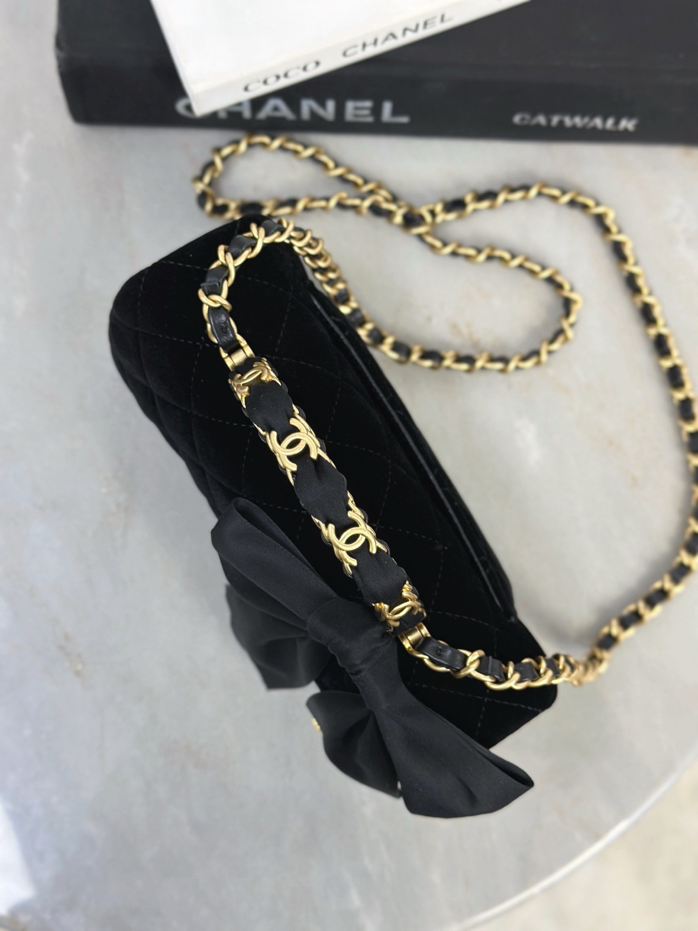 CHANEL Mini Flap Bag with Top Handle Velvet, Silk - image 6