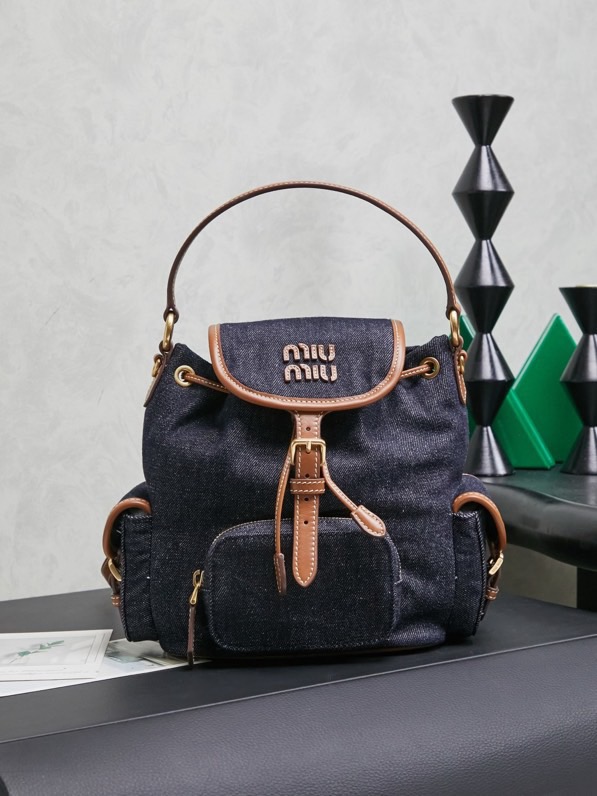 MIUMIU Canvas and leather backpack - image 2