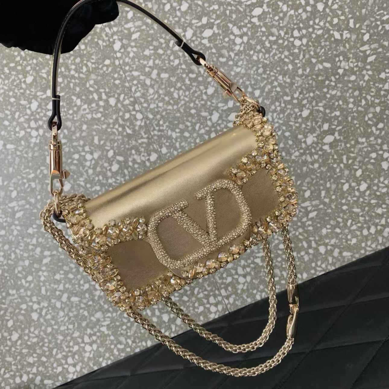 Valentino Garavani Small Locò Embellished Shoulder Bag - image 5