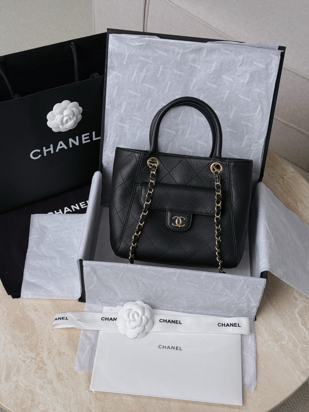 CHANEL Small Shopping Bag Grained Calfskin - image 8