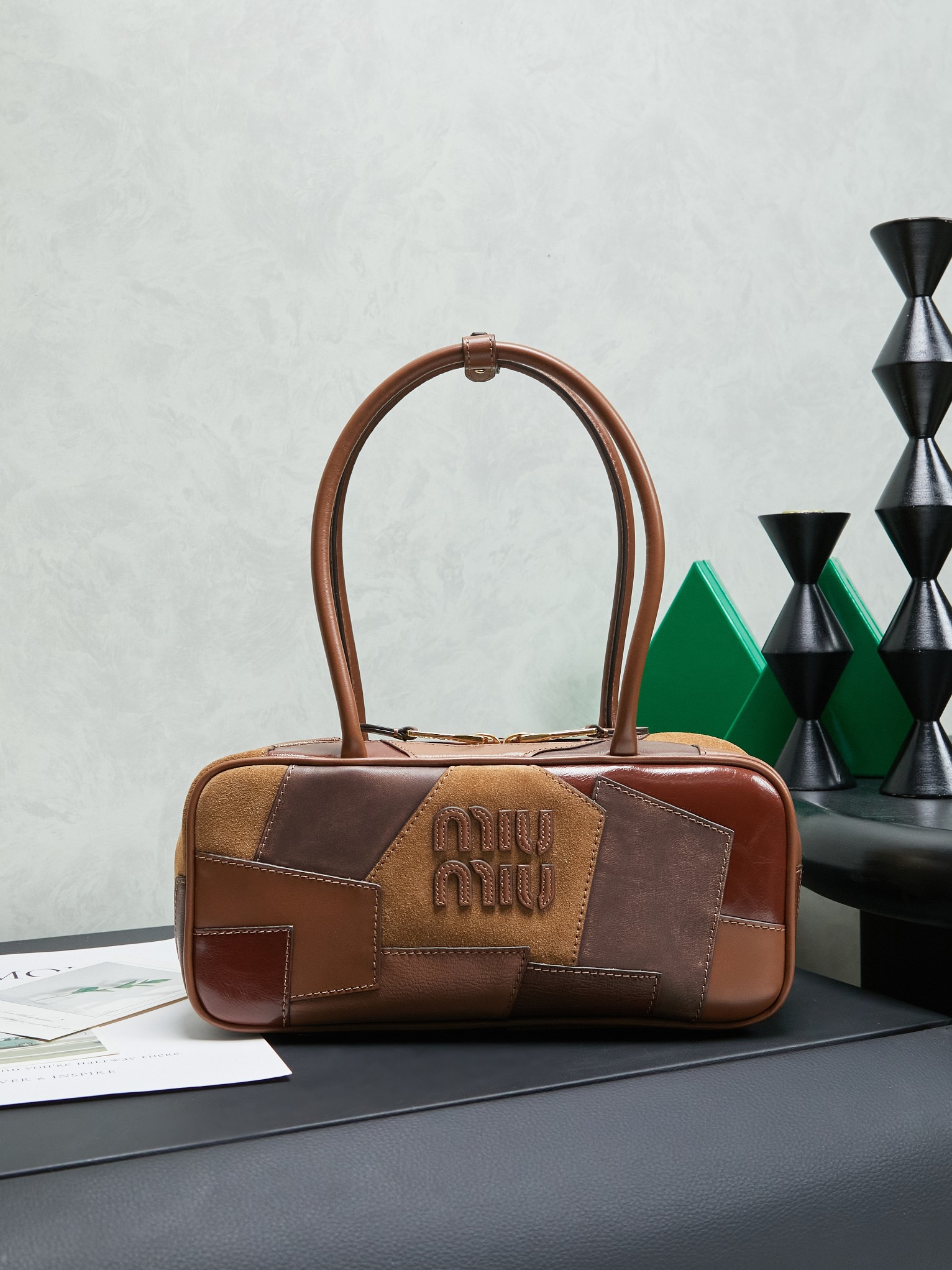 MIUMIU Beau leather patchwork bag - image 2