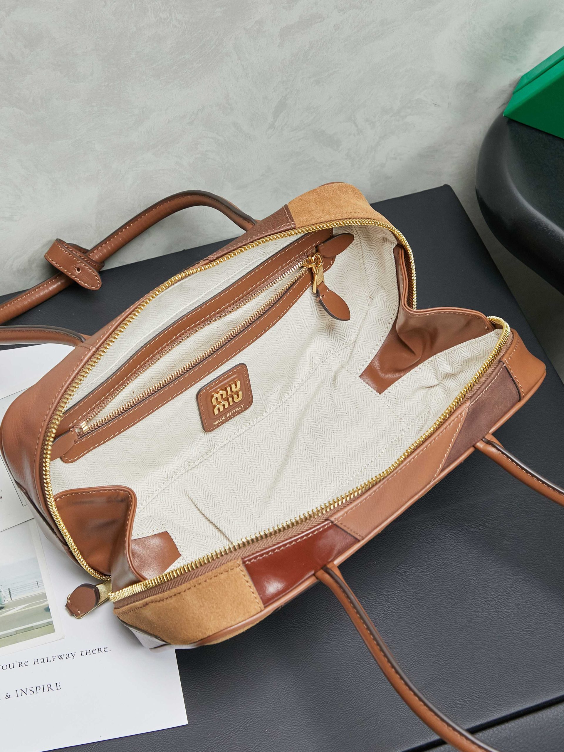 MIUMIU Beau leather patchwork bag - image 6