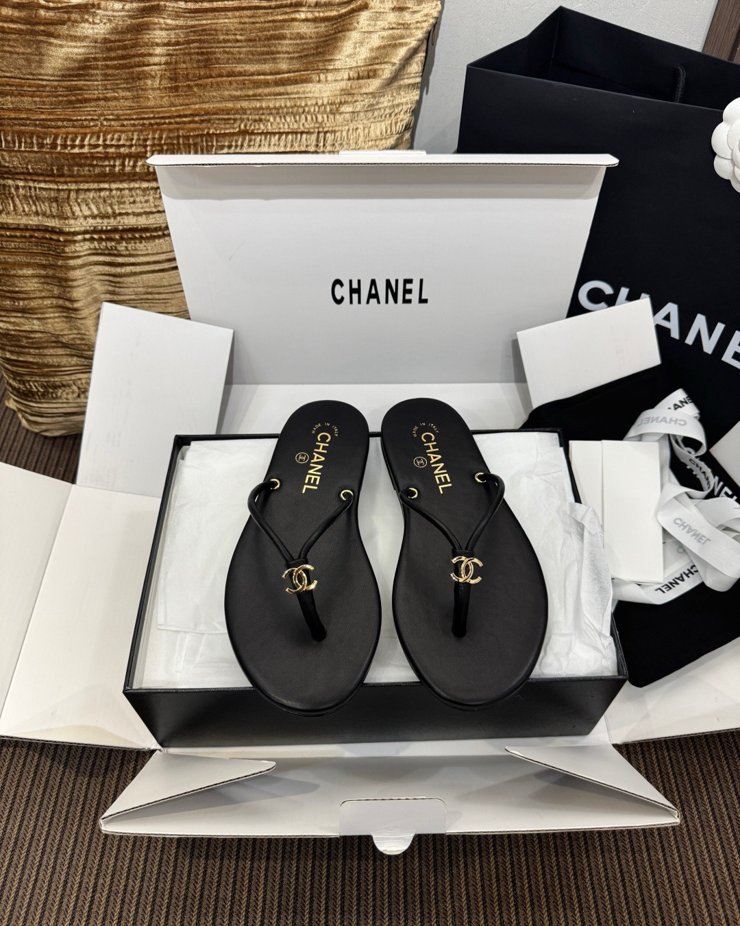 CHANEL Leather flip flops - image 2