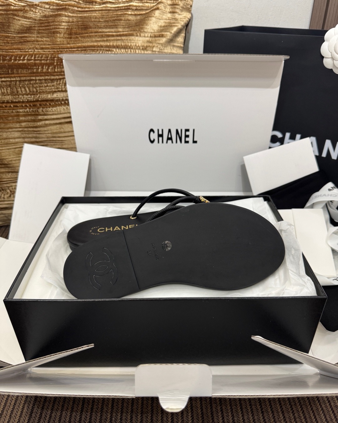 CHANEL Leather flip flops - image 5