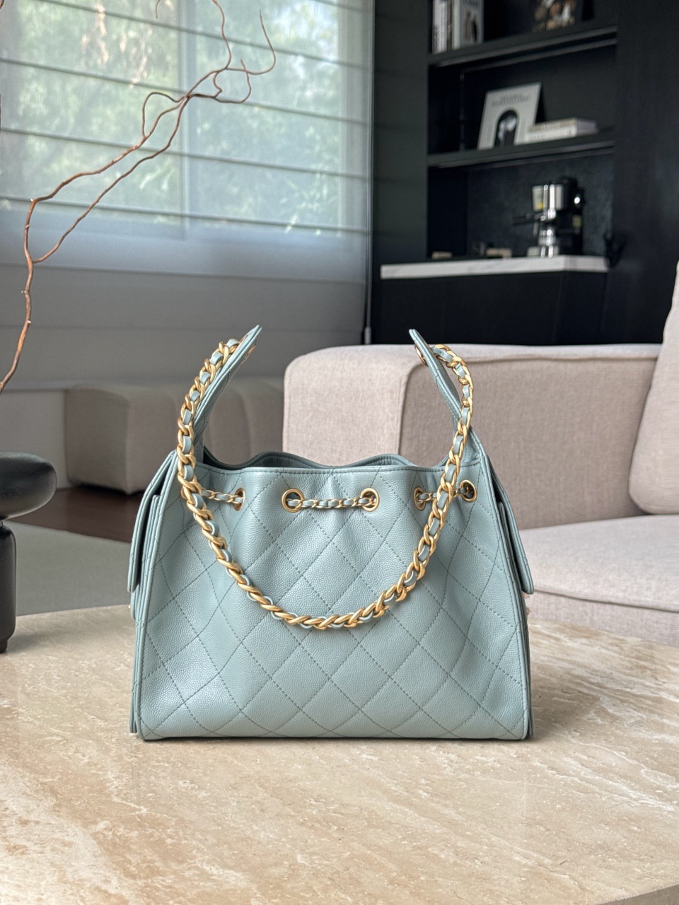CHANEL 25Bag Caviar leather Small In Dusty Blue - image 3