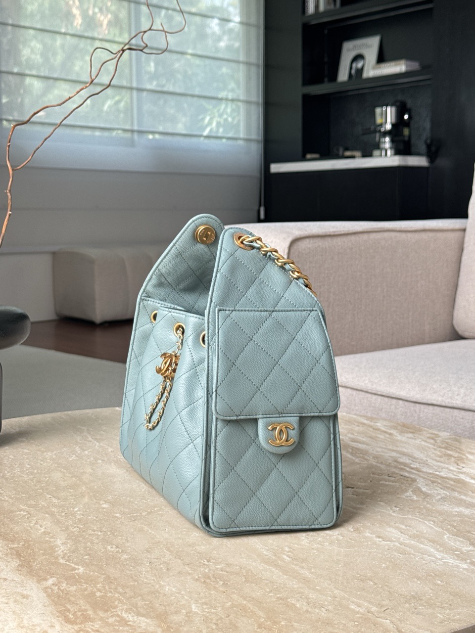 CHANEL 25Bag Caviar leather Small In Dusty Blue - image 4