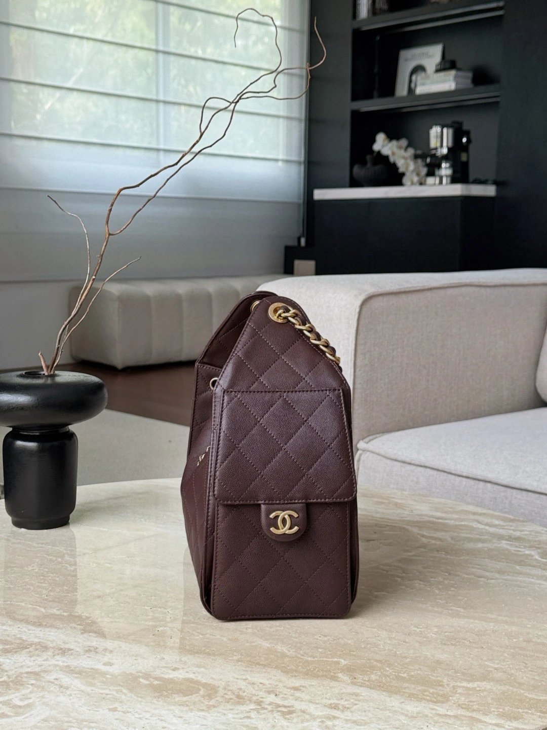 CHANEL 25Bag Caviar leather In Dark Brown - image 4