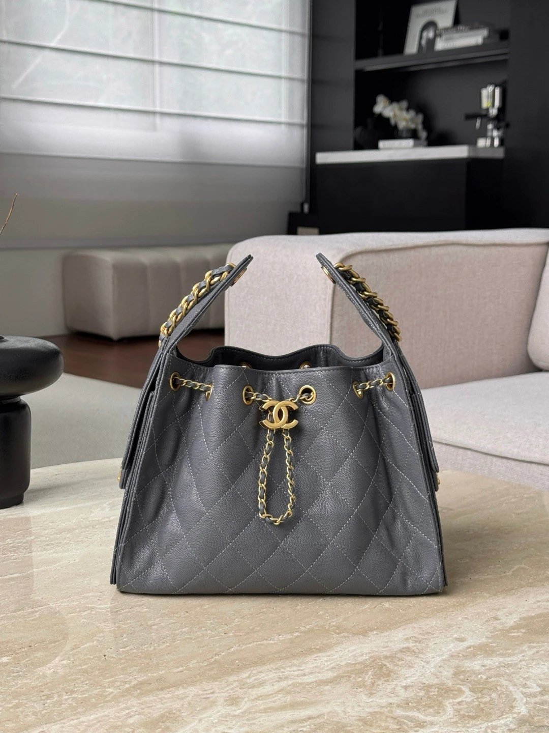 CHANEL 25Bag Caviar leather In Dark Grey - image 2