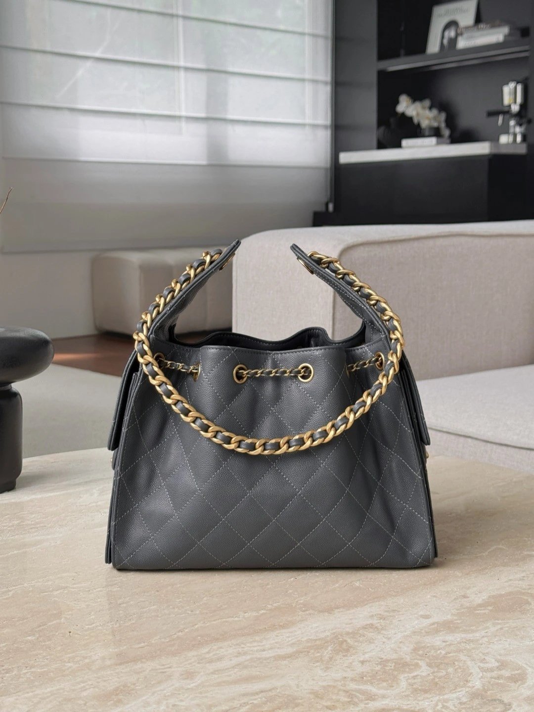 CHANEL 25Bag Caviar leather In Dark Grey - image 3