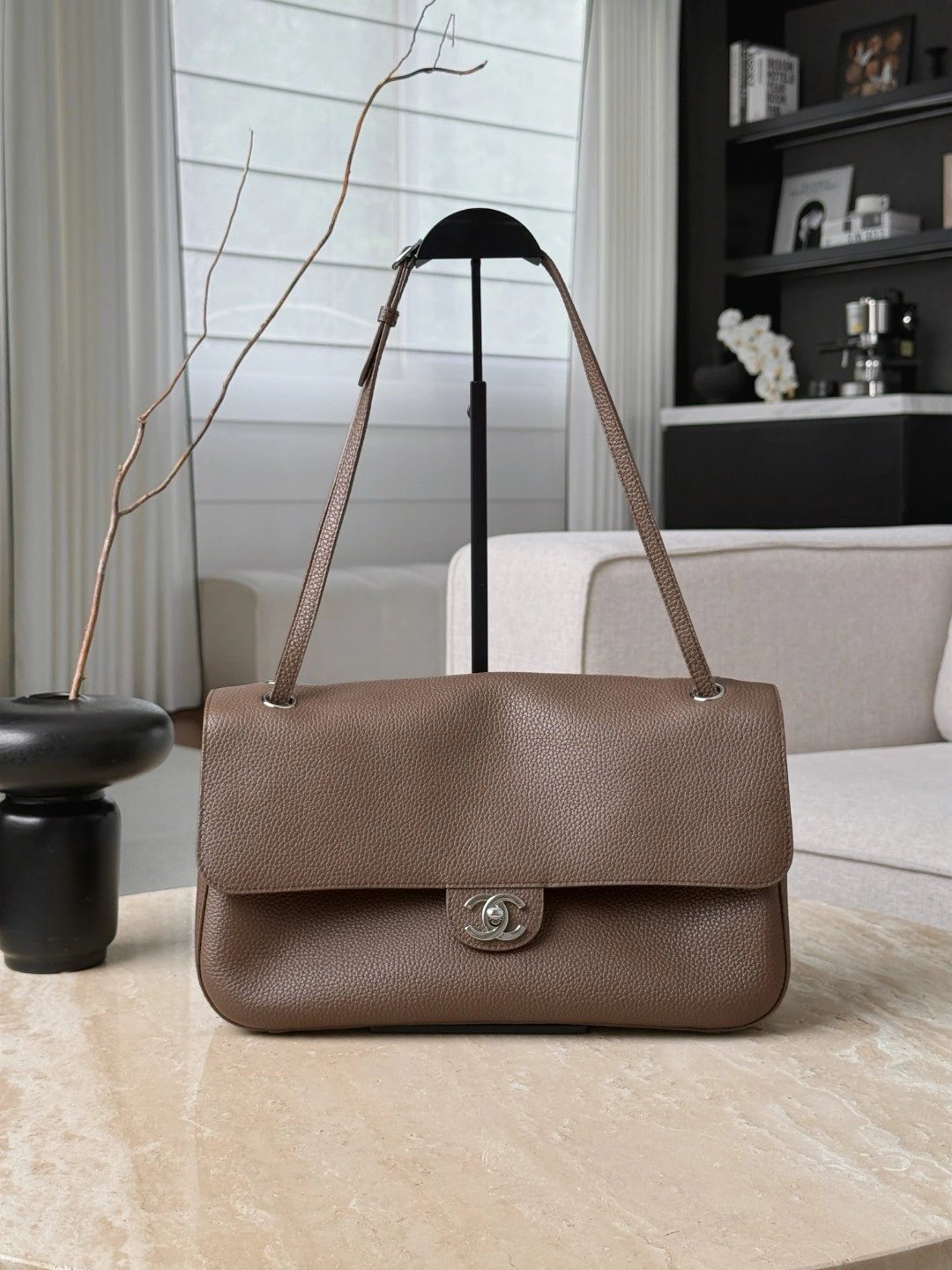 CHANEL Maxi Flap Bag Grained Calfskin In Light Brown - image 2