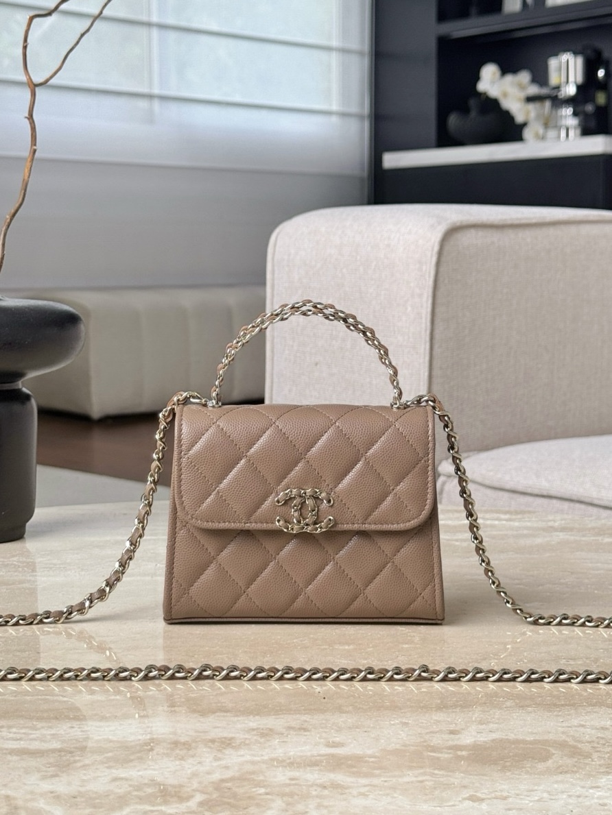 CHANEL MINI Kelly Handle Calfskin Light Gold Hardware - image 2